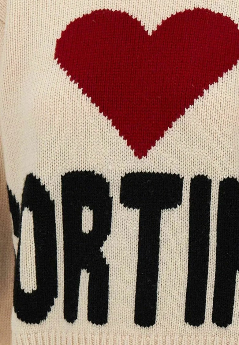 Mc2 Saint Barth Cropped Knit Sweater With Bold Heart Graphic
