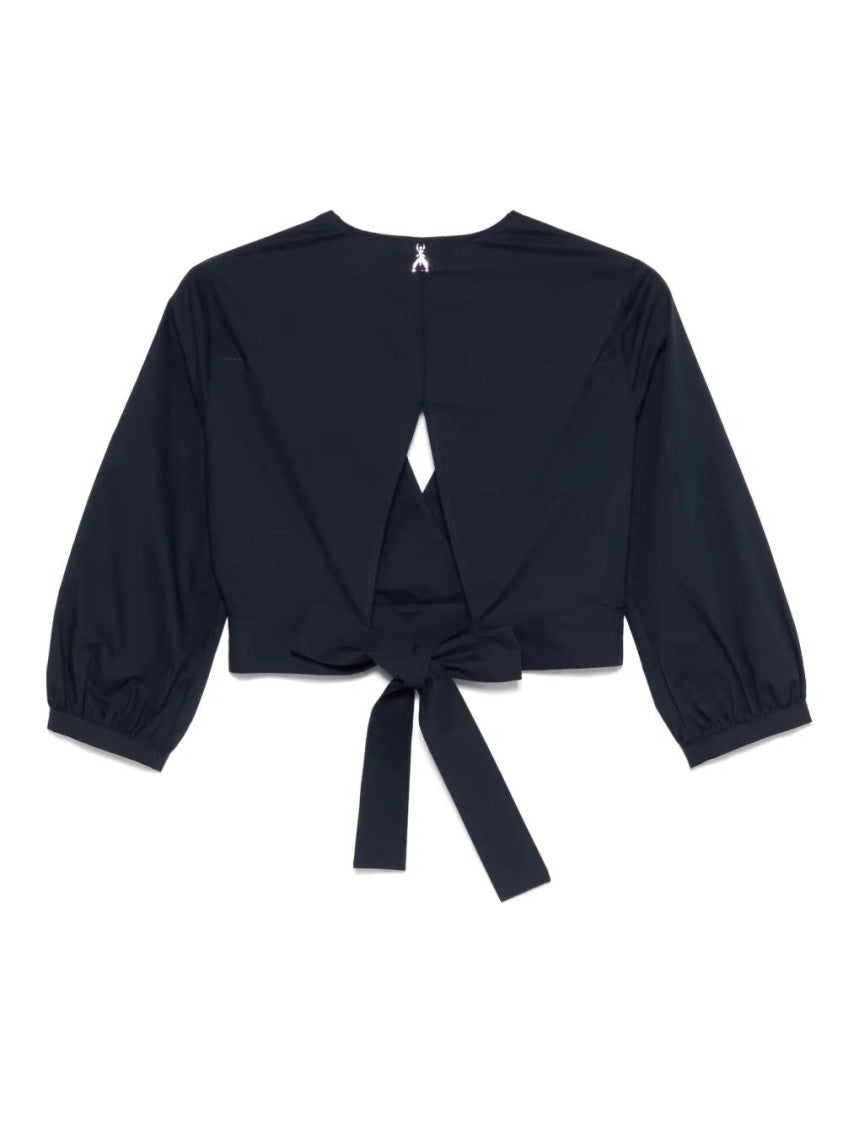 Patrizia Pepe Wrap Design V-Neck Top With Voluminous Sleeves