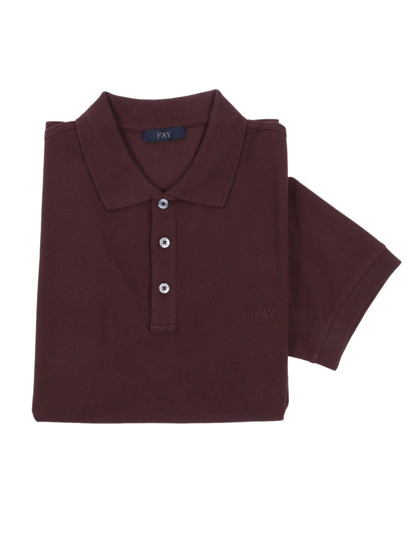 Fay Stretch Piquet Tonal Embroidery Polo Shirt