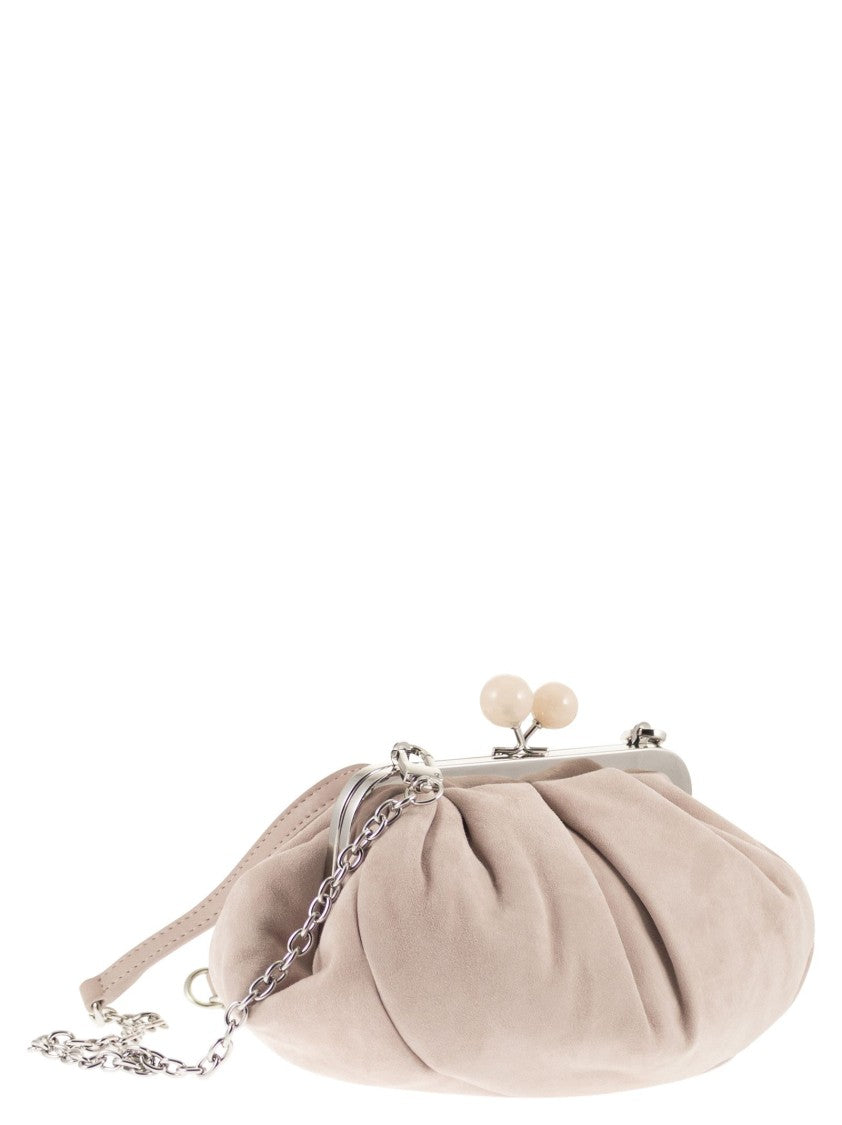 Max Mara Gathered Pleated Clutch Bag In Soft Suede Leather