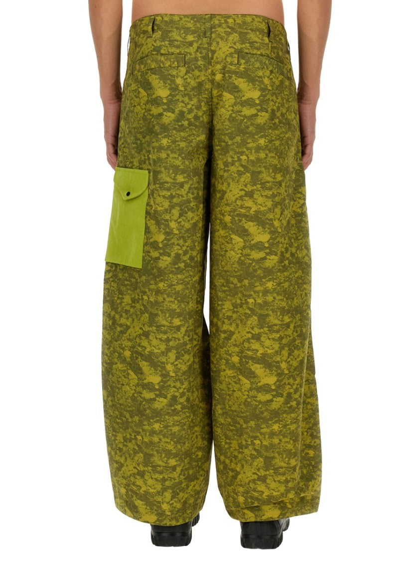 Ten C Wide-Leg Cargo Pants With Textured Pattern