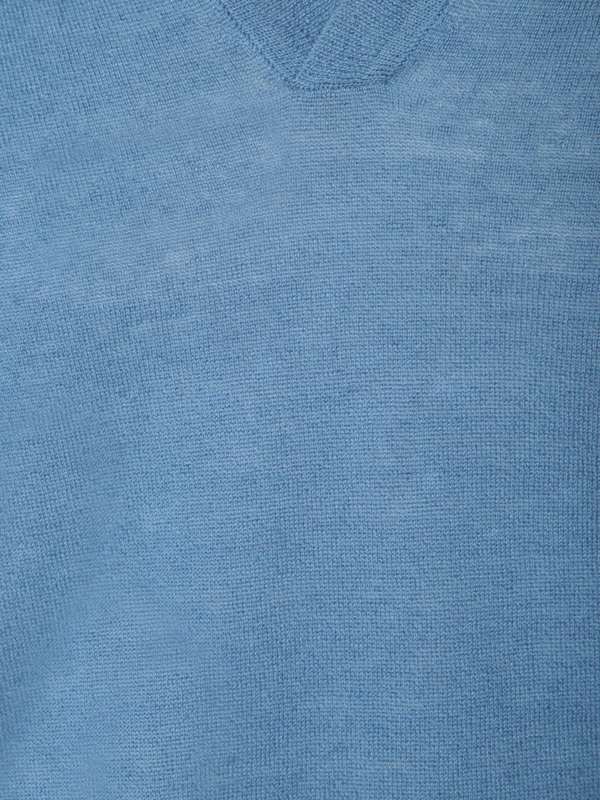 Amaranto Classic V-Neck Blue Polo T-Shirt