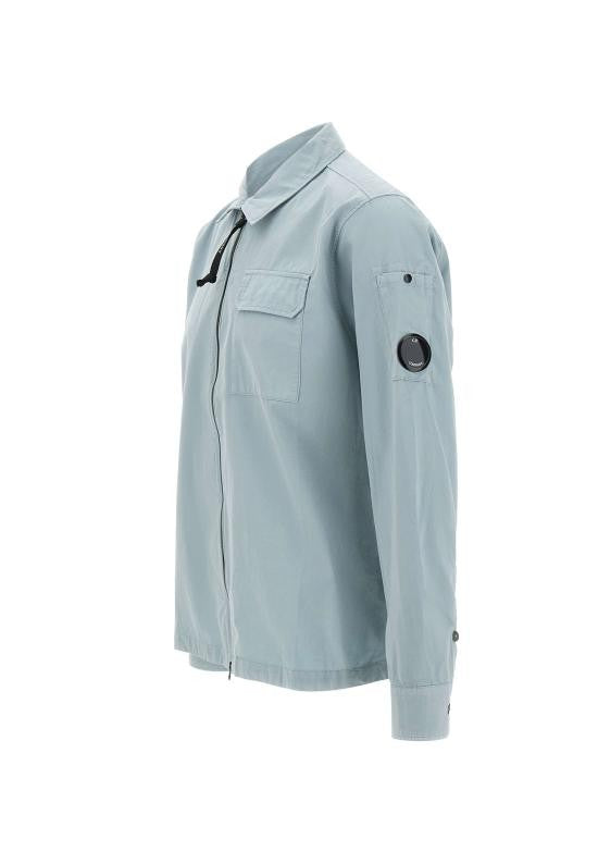 C.P. Company Light Blue Long-Sleeve Shirt With Front Zipper And Lens Detail
