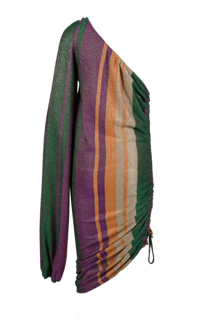 Simona.A Multicolor Striped Viscose-Blend Evening Dress
