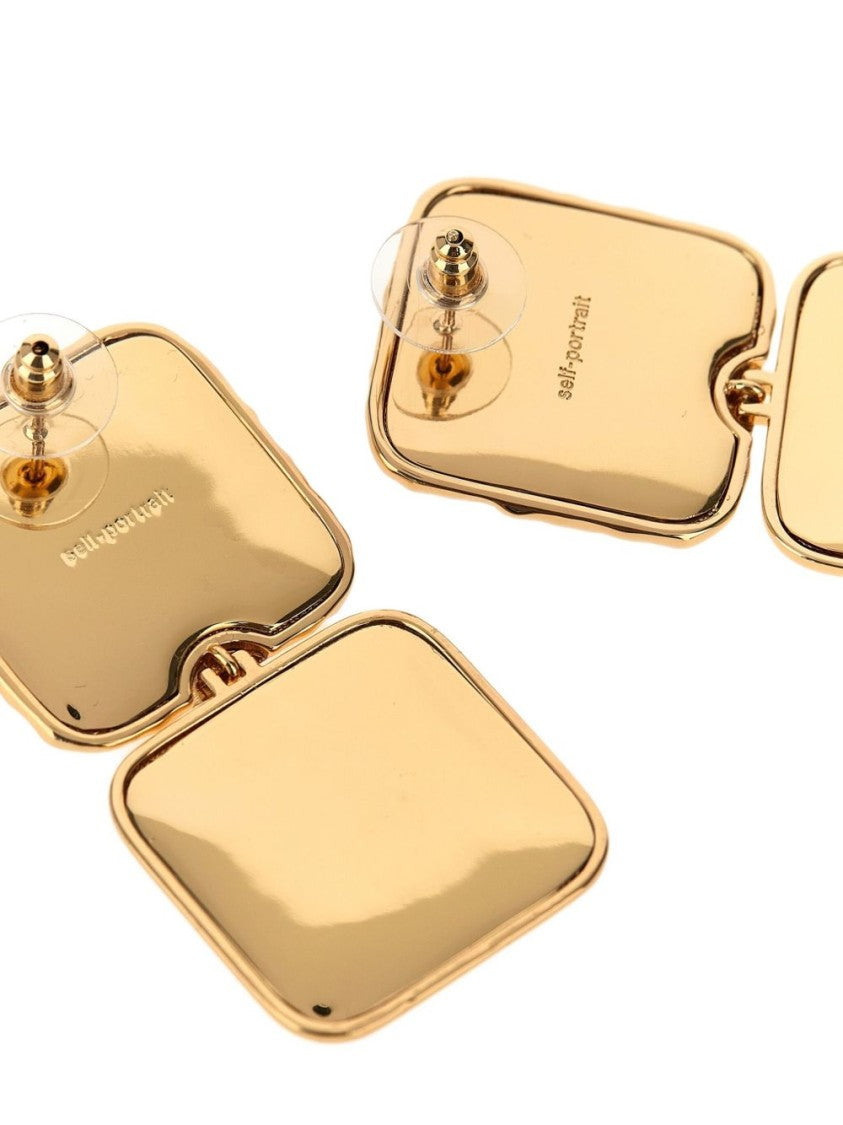 Self-Portrait Bold Geometric Gold-Toned Brass Earrings