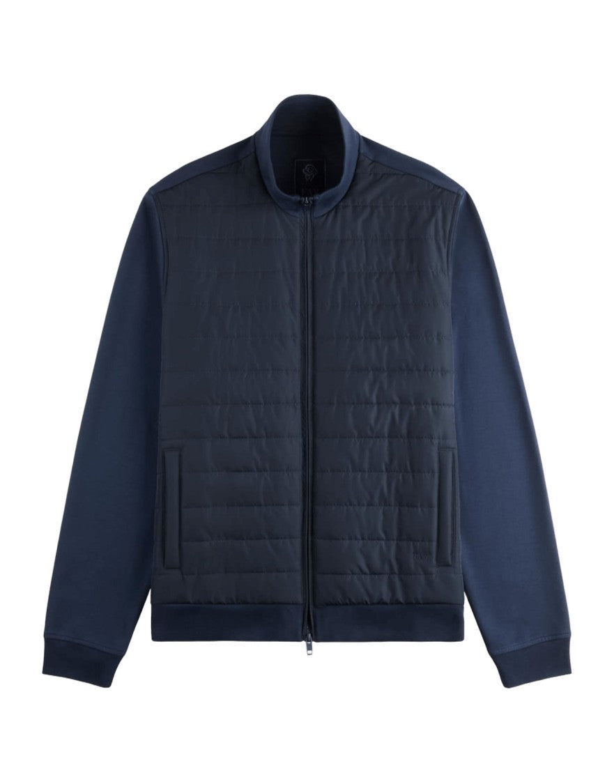 Fay Quilted Blue Sweatshirt With High Collar