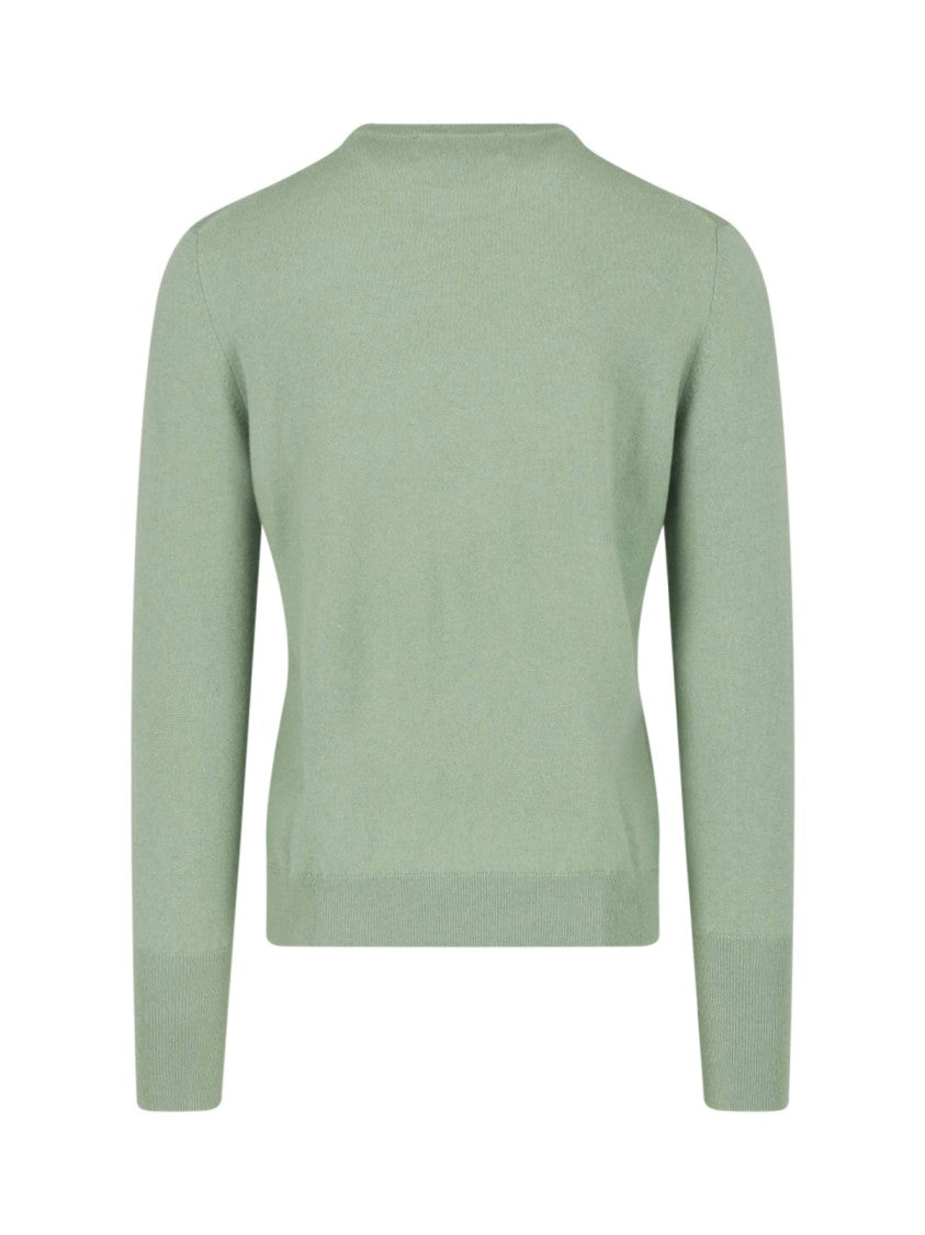 Ballantyne Crew Neck Ribbed Details Finished Hem Sweater