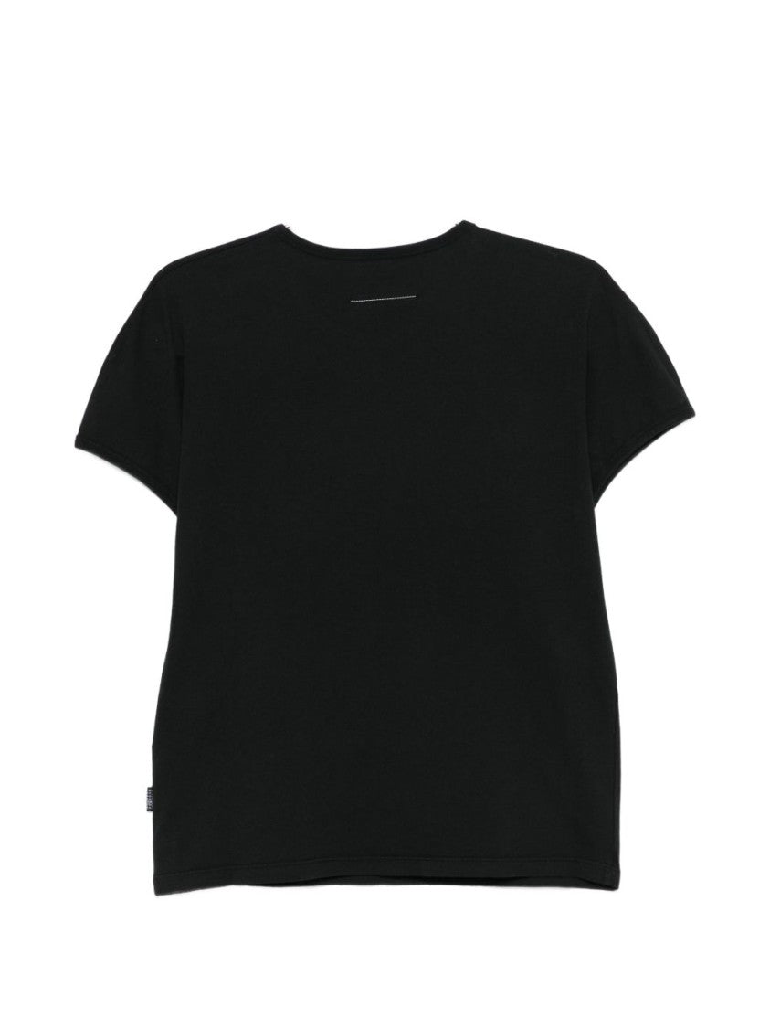 Mm6 By Maison Margiela Black Cotton Crew Neck T-Shirt