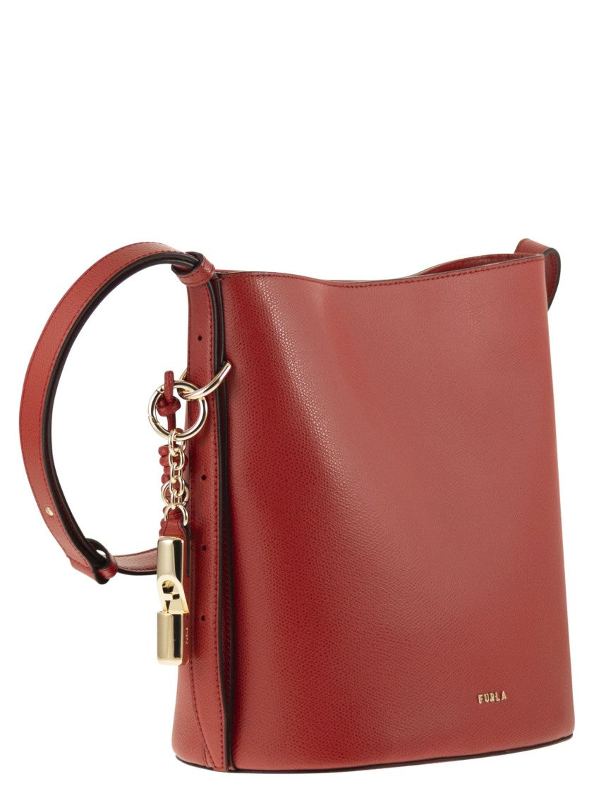 Furla Compact Structured Bucket Bag With Fine Leather Finish