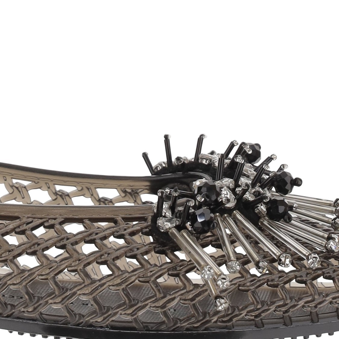 Heavenly Jelly Transparent Mesh Ballerina Flats With Decorative Beading
