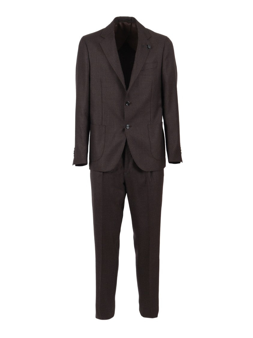 Lardini Tailored Brown Checkered Two-Piece Suit
