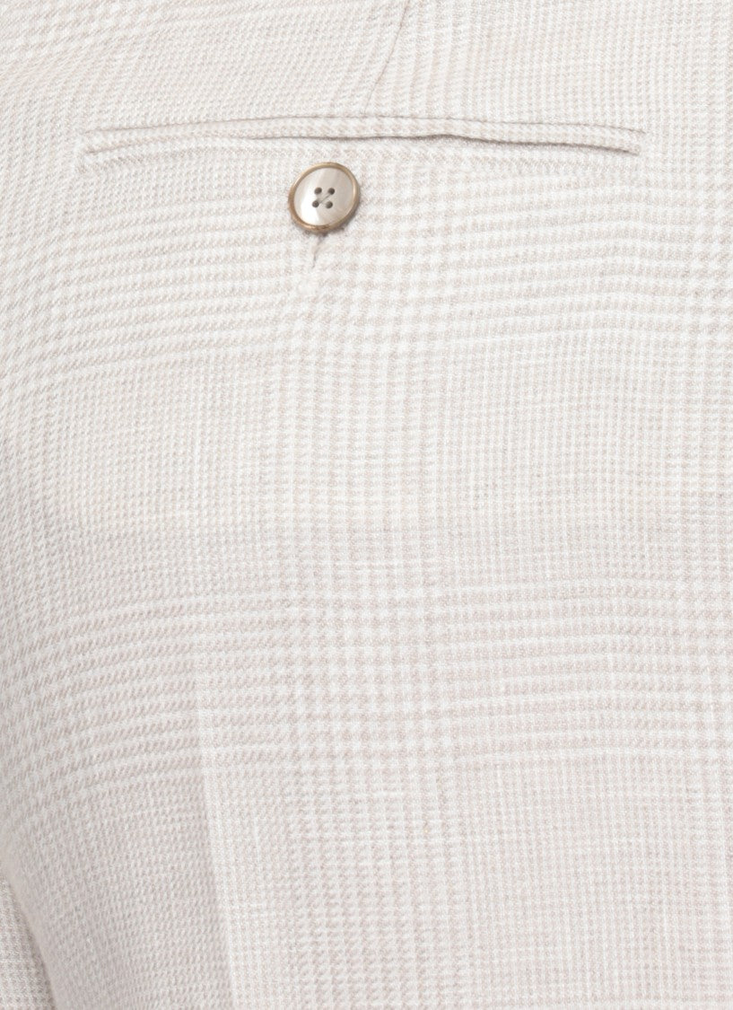 Lardini Beige Prince Of Wales Linen Formal Pants