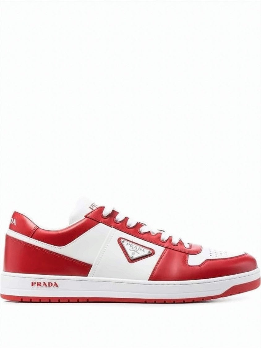 Prada Low-Top Sneakers With Bold Red And White Color Blocking