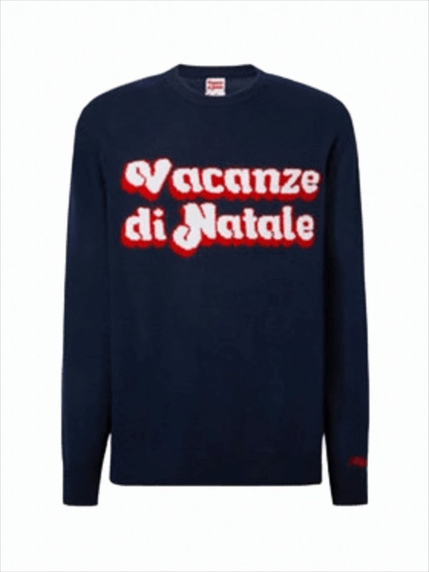 Mc2 Saint Barth Regular Fit Wool-Cashmere Blend Sweater With Jacquard Logo