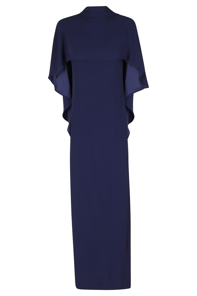 Alberta Ferretti Blue Bow Back Viscose Satin Maxi Dress