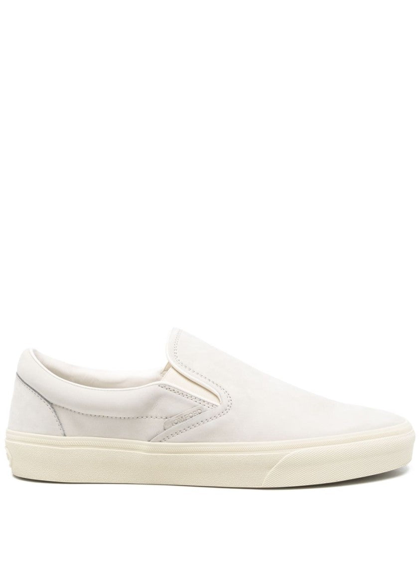 Tom Ford Slip-On Sneakers With Cream Calf Suede Upper
