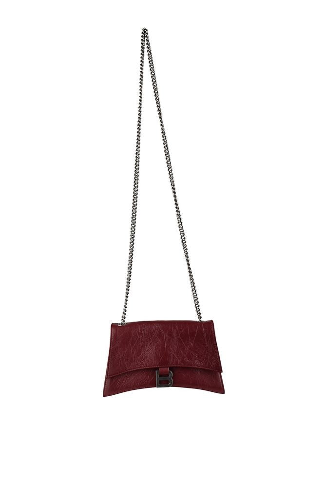Balenciaga Burgundy Crumpled Leather Crush Chain Xs Bag