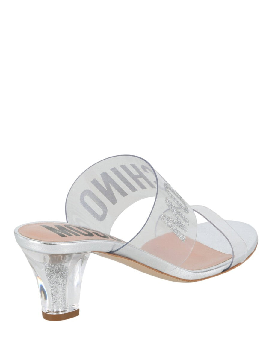 Moschino Glitter Logo Heel Sandals