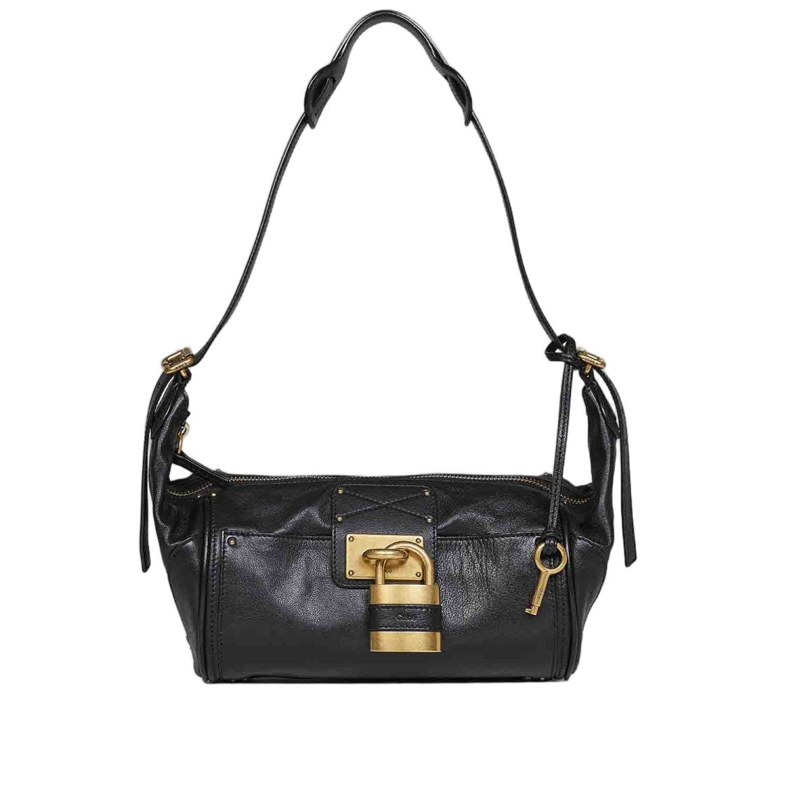 Chloé Rectangular Leather Shoulder Bag With Adjustable Strap And Metal Clasp