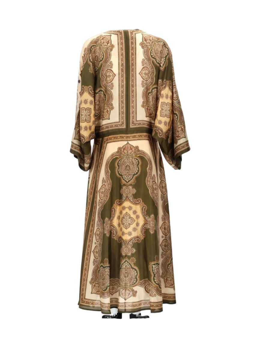 Zimmermann Midi Silk Tunic Dress With Earthy Motifs