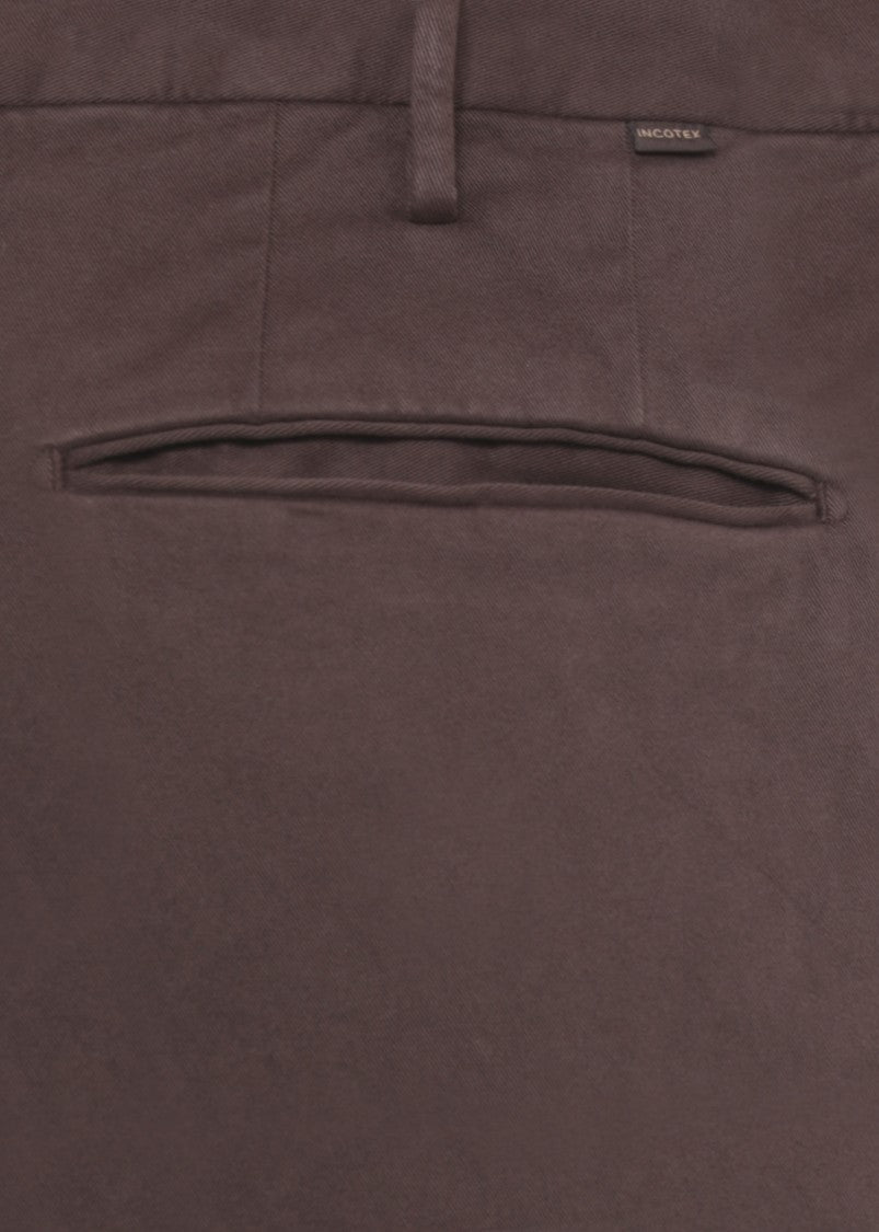Incotex Straight-Leg Brown Cotton Pants With Classic Detailing
