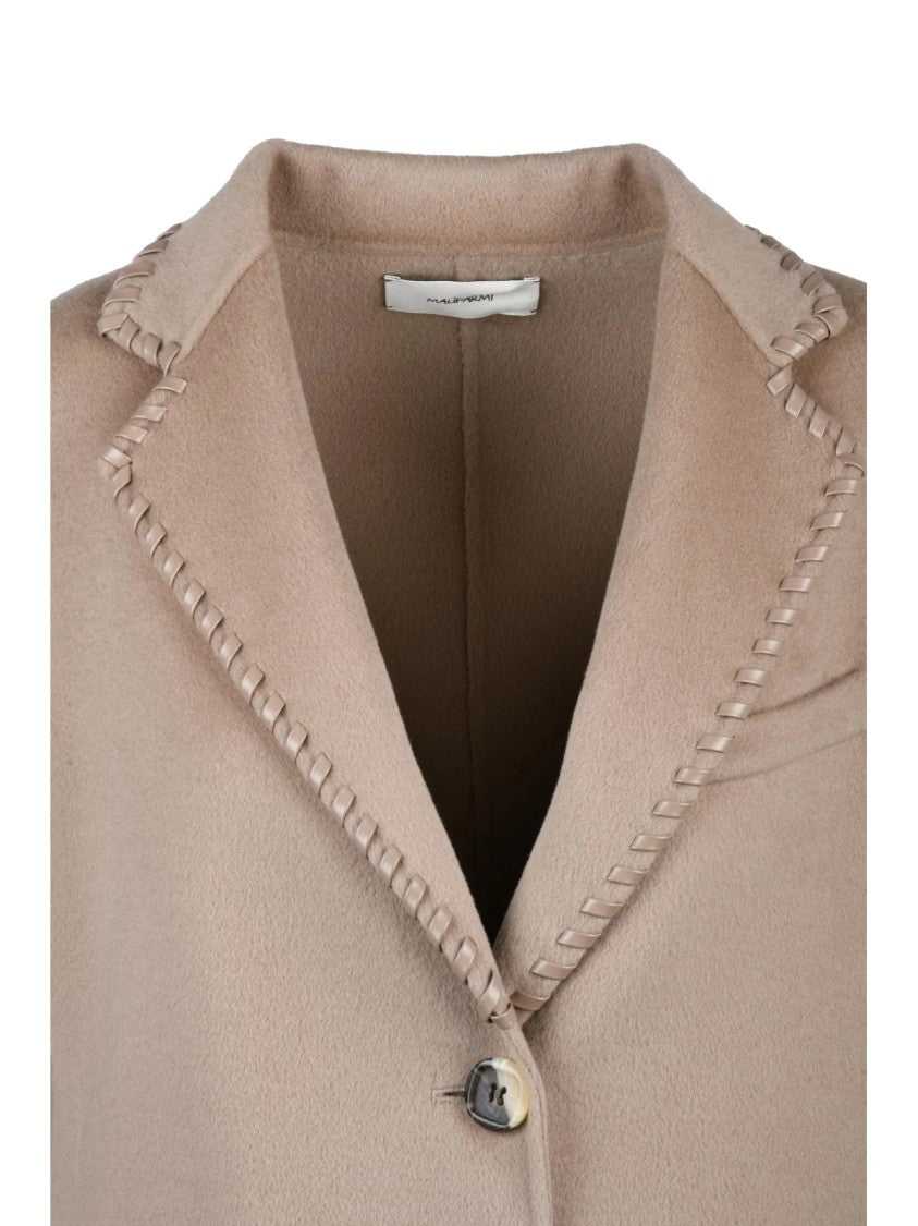 Maliparmi Tailored Wool Long Coat With Whipstitch Detail