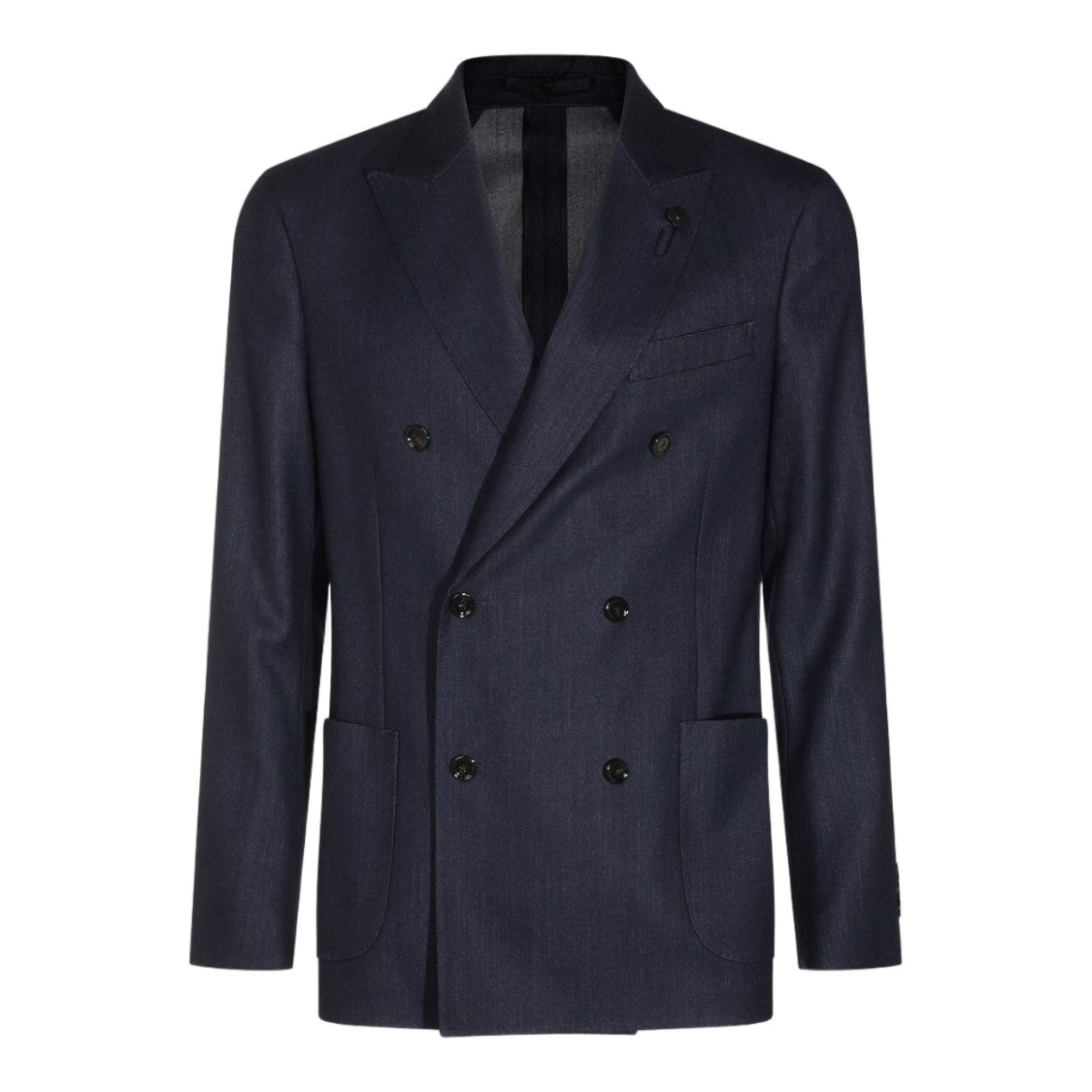 Lardini Navy Peak Lapels Double-Breasted Blazer