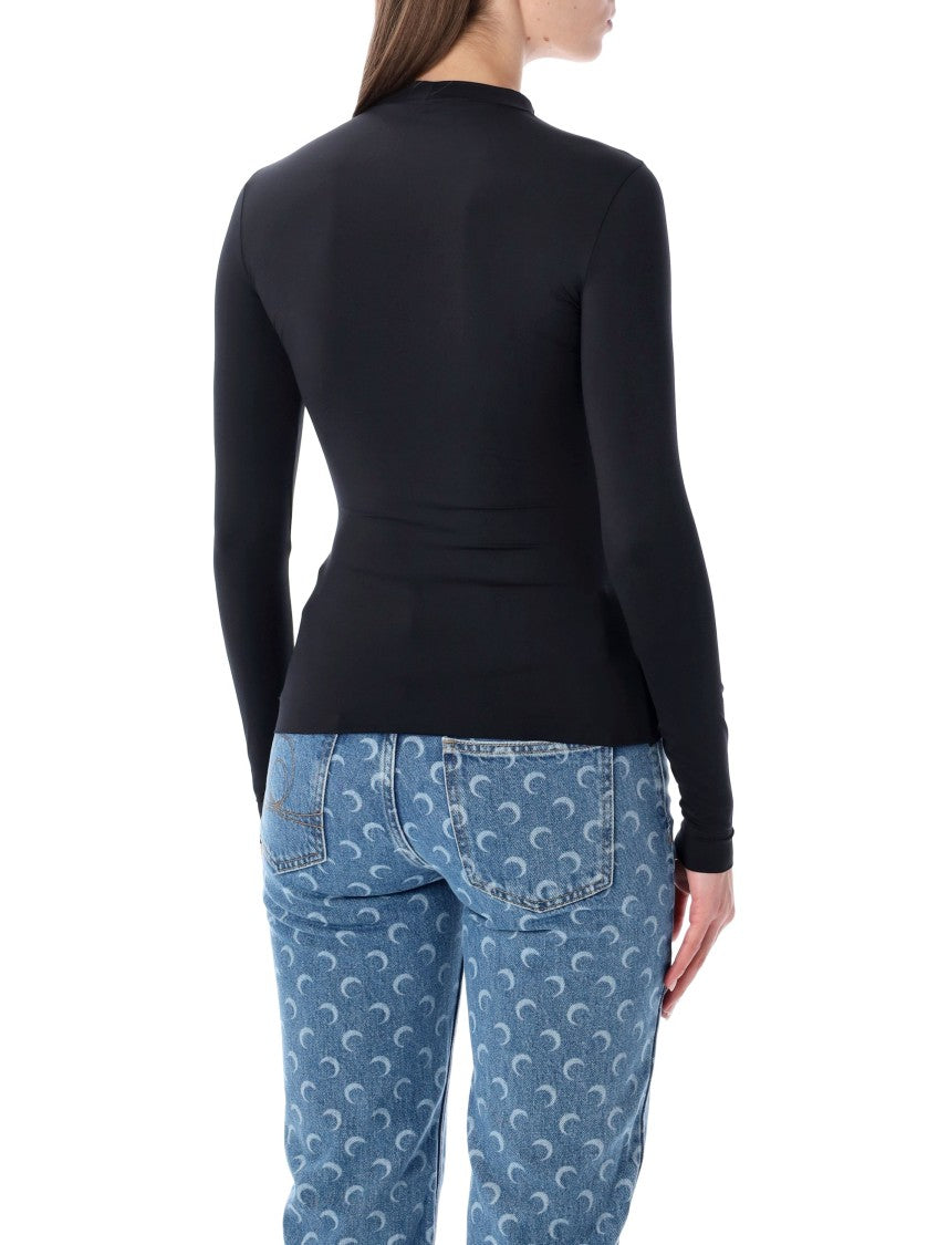 Marine Serre Moon Crystal Long-Sleeve Jersey Top