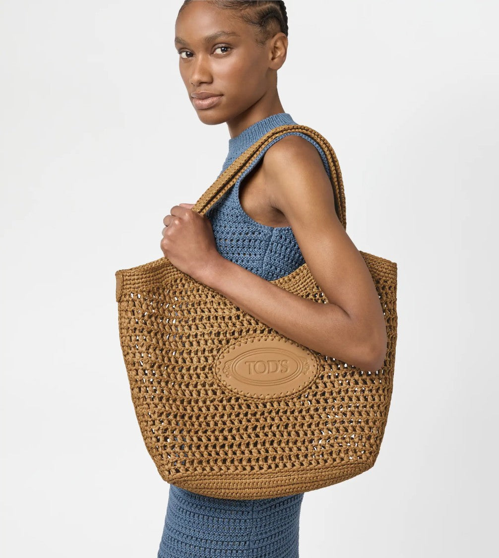 Tod's Spacious Woven Crochet Tote Bag