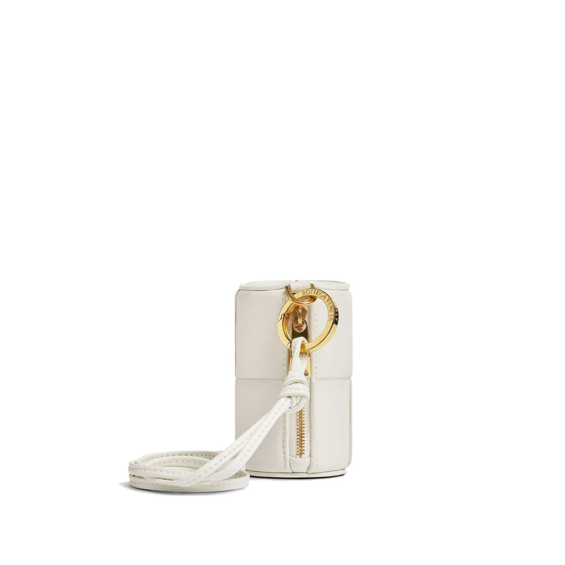 Bottega Veneta White Leather Coin Purse With Woven Pattern