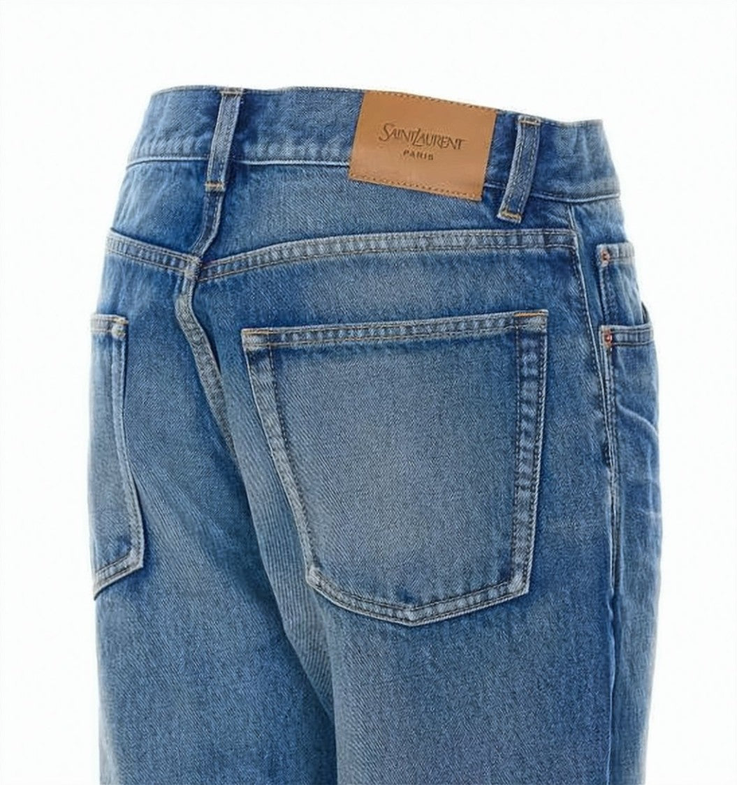 Saint Laurent Straight-Leg Denim Pants With Mid-Rise Waist