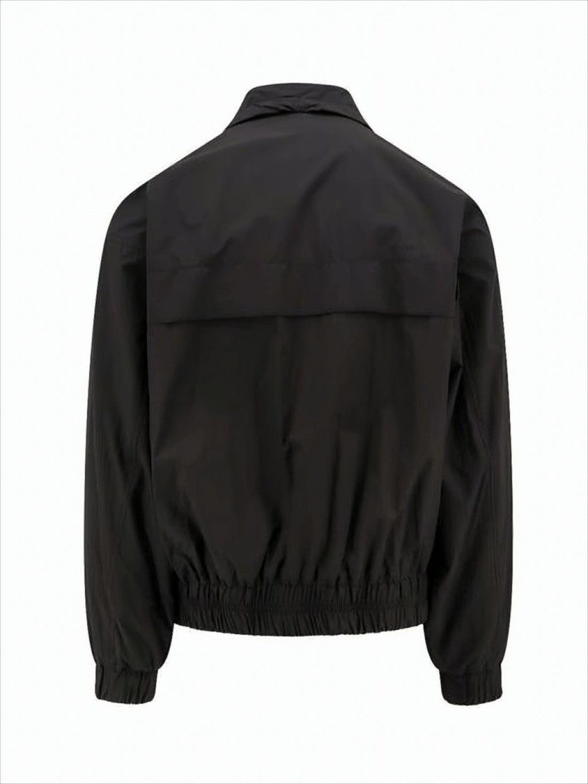 Ami Paris Cropped Black Polyamide Jacket With High Collar