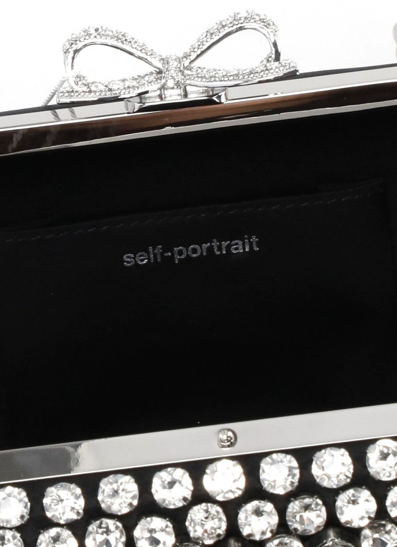 Self-Portrait Satin Crystal Pochette With Teardrop And Round Crystal Embellishments
