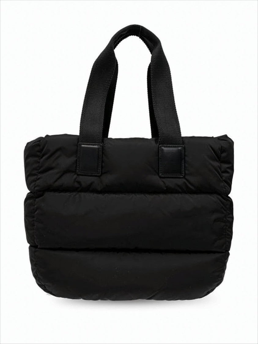 Moncler Quilted Black Tote Bag With Padded Design