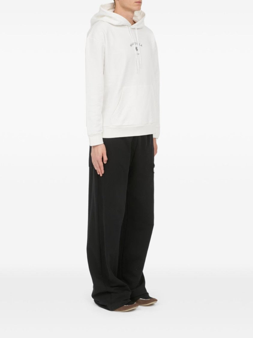 Mm6 By Maison Margiela White Cotton Front Pouch Hoodie