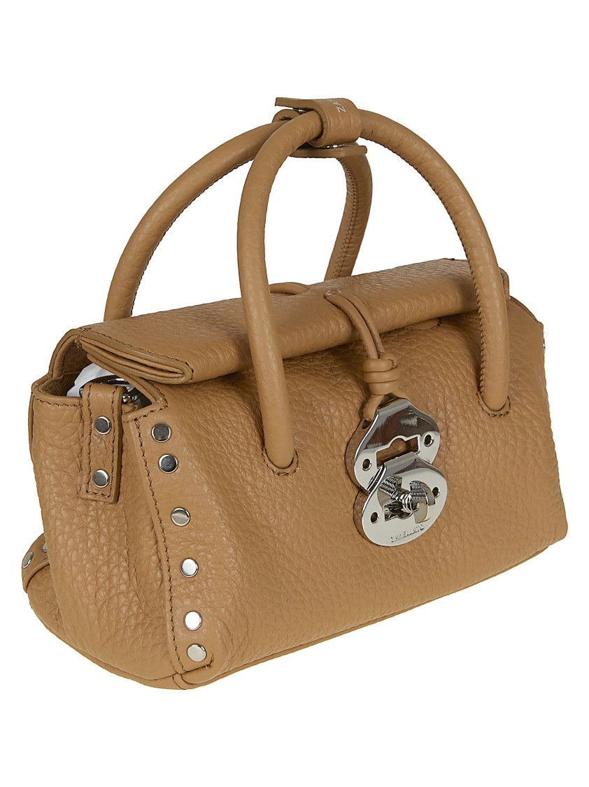Zanellato Textured Leather Shoulder Bag With Silver-Toned Clasp