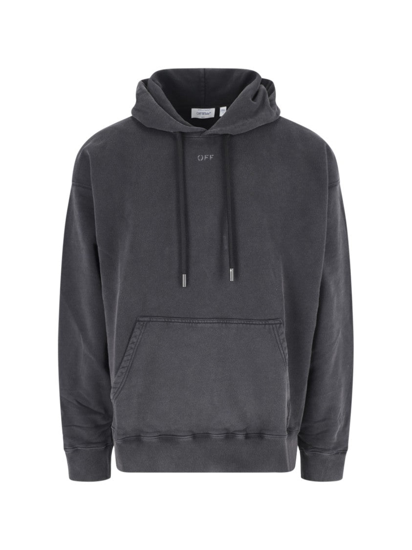 Off-White Swimming Face Black Hooded Cotton Sweatshirt