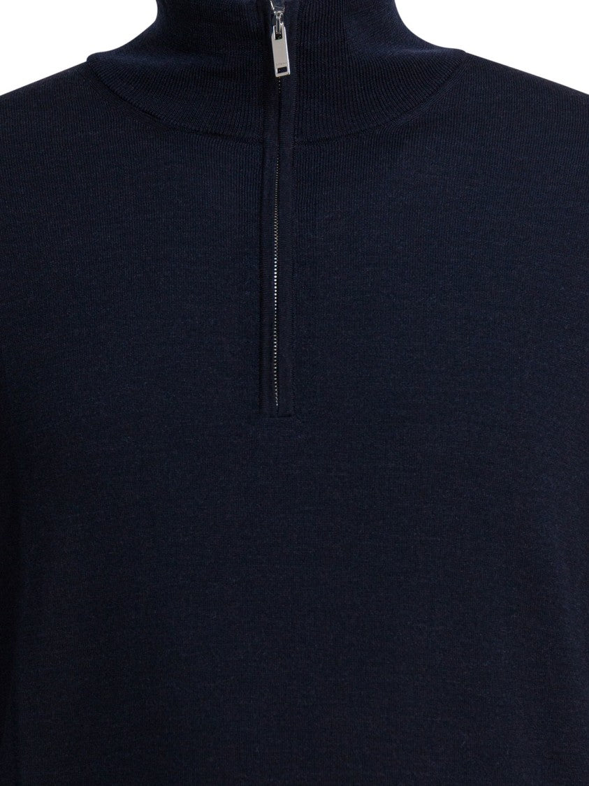 Zanone Half-Zip Pullover In Soft Wool-Polyamide Blend