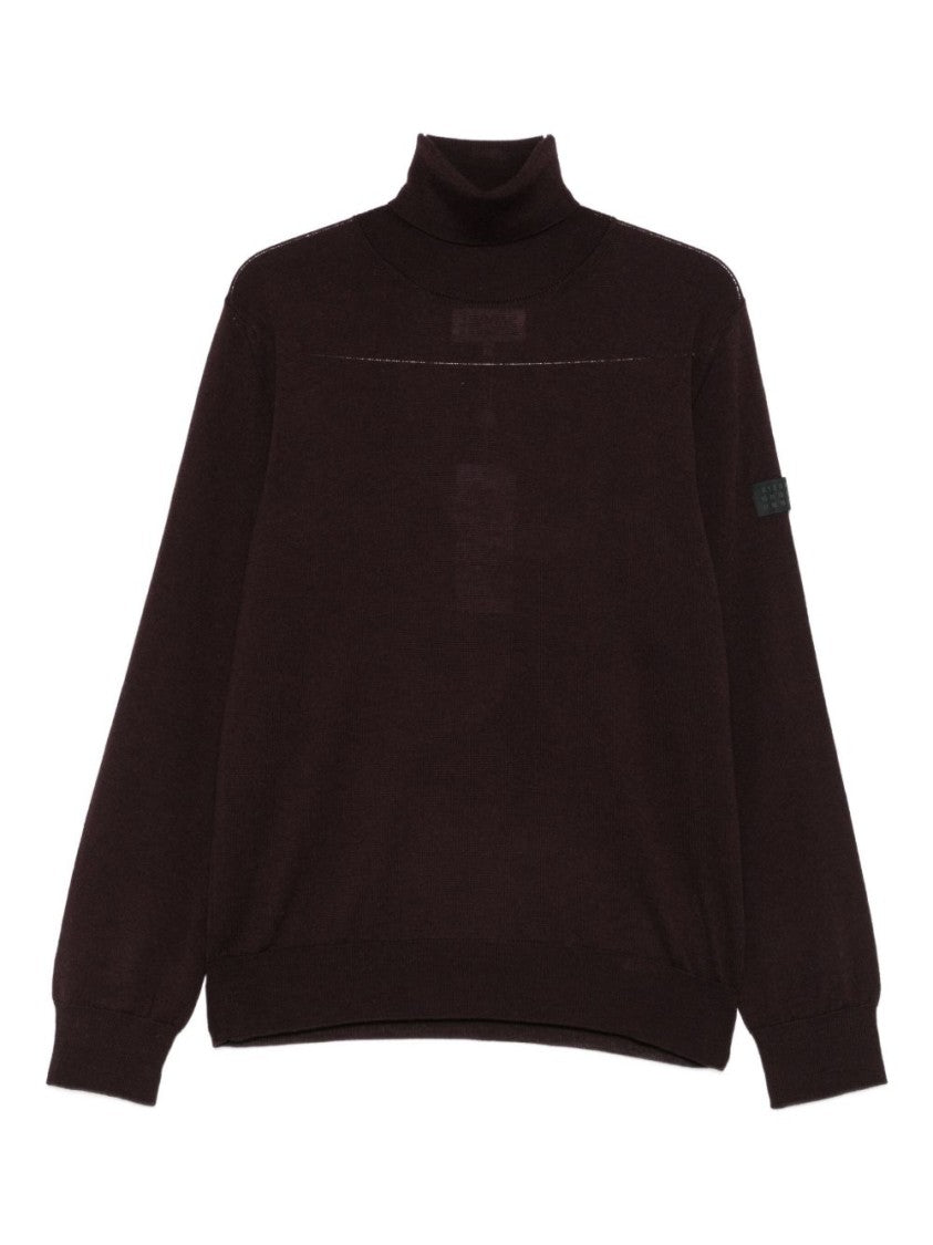 Mm6 By Maison Margiela Fitted Dark Brown Turtleneck Sweater