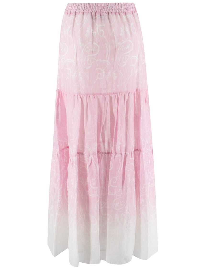 Ermanno Firenze Flowing Satin Long Skirt With High Waist