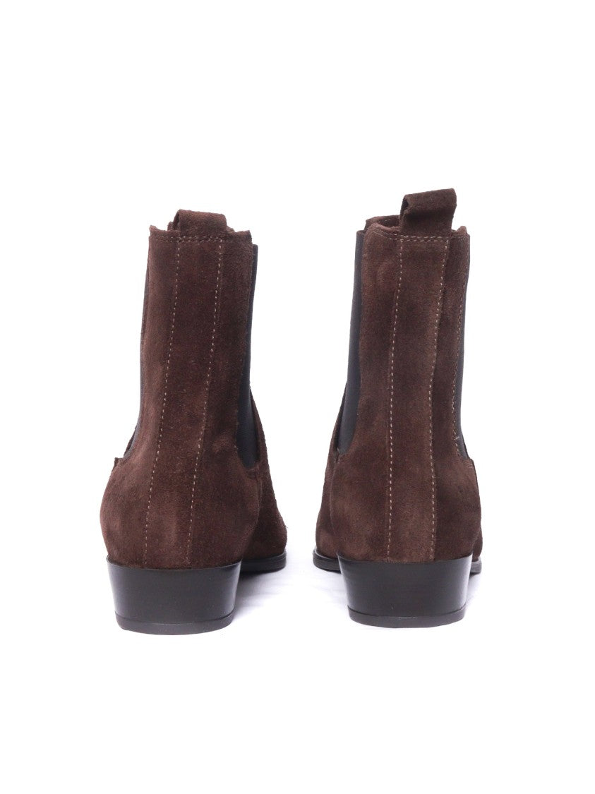 Copenhagen Pointed Toe Calf Suede Ankle Boots