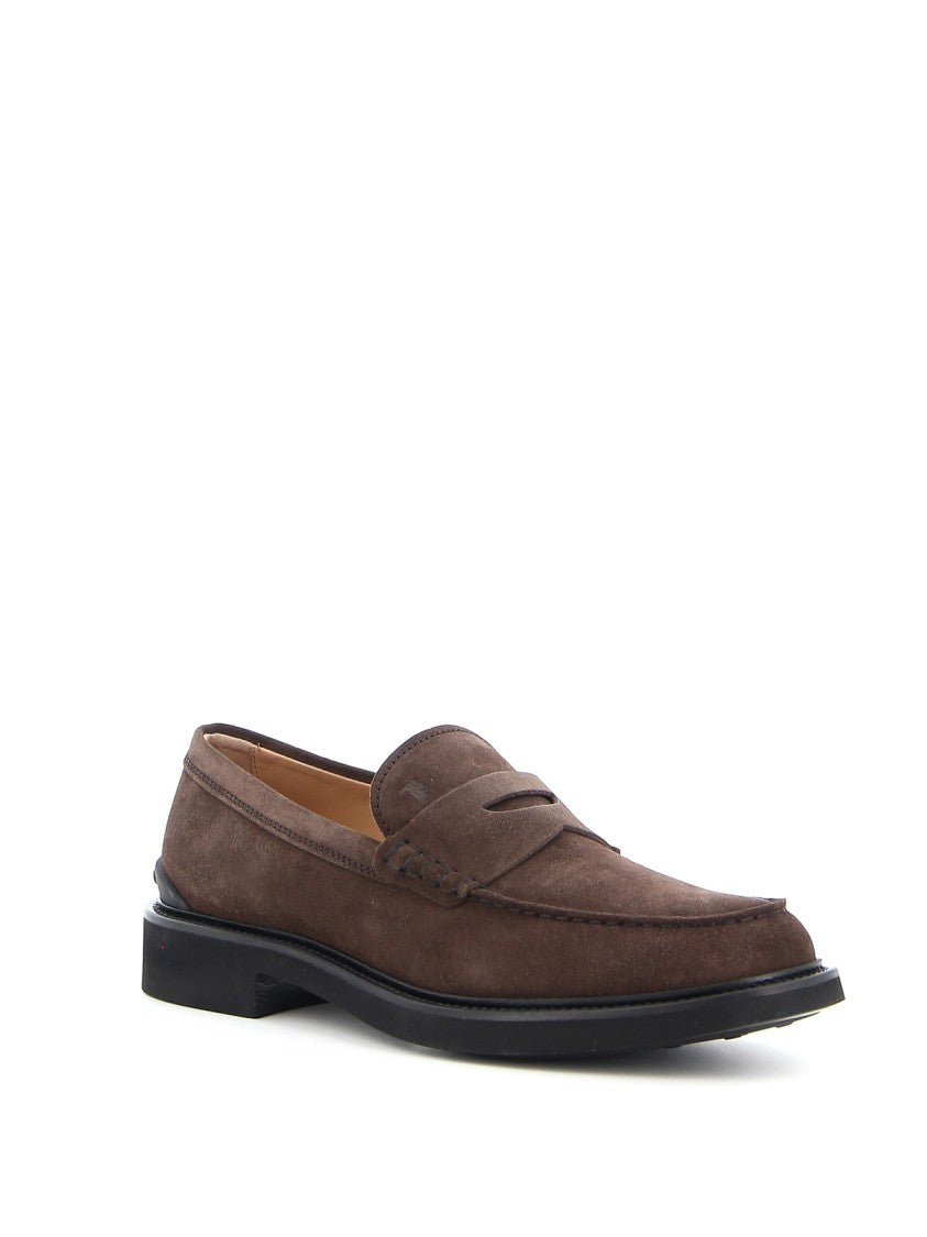 Tod's Brown Suede Moccasin With Strap Detail