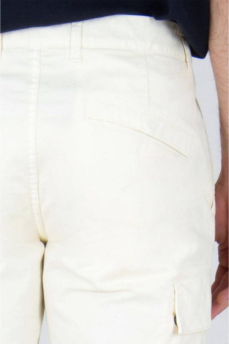Stone Island Cream Side Badge Cotton-Blend Shorts