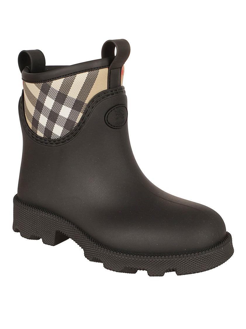 Burberry Black Ankle Boots With Tartan Cuff