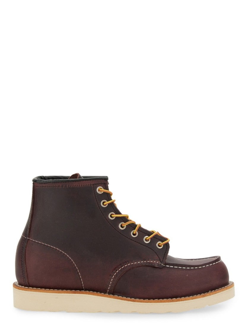 Red Wing Bordeaux Leather Boots With Rugged Sole