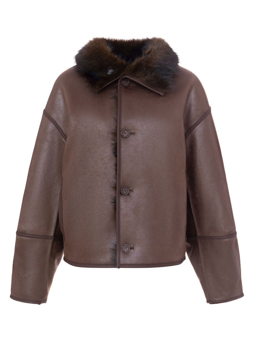Urbancode Cropped Reversible Coat With Luxurious Fur And Leather Textures