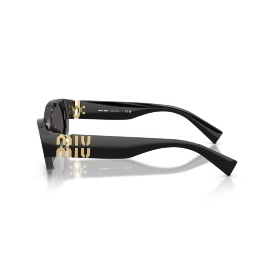 Miu Miu Rectangular Sunglasses With Glossy Black Acetate Frame