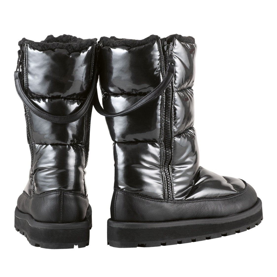 Högl Black Apres Ski Glossy Quilted Wedge Boots
