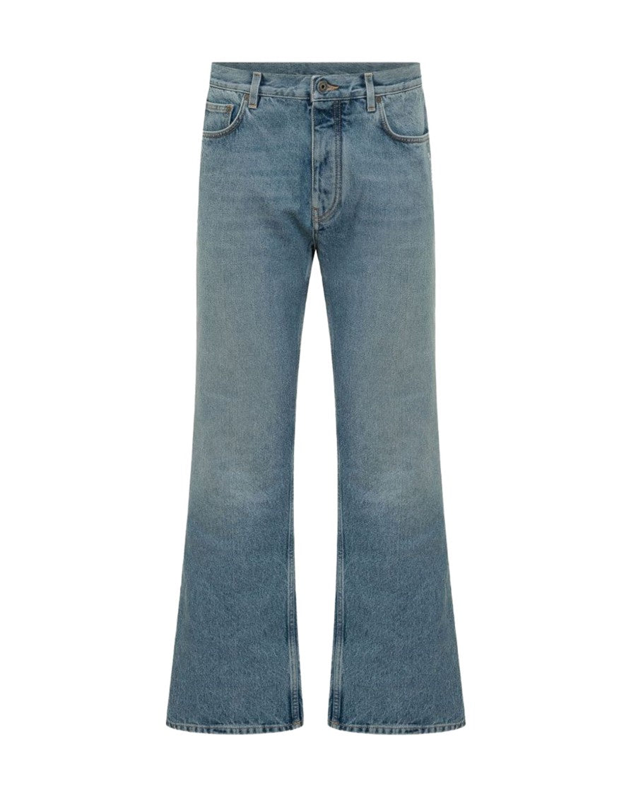 Off-White Half Arrow Slim Fit Jeans In Medium Blue Denim