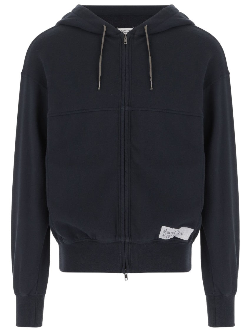 Maison Margiela Adjustable Cotton Hoodie With Iconic Logo Accents